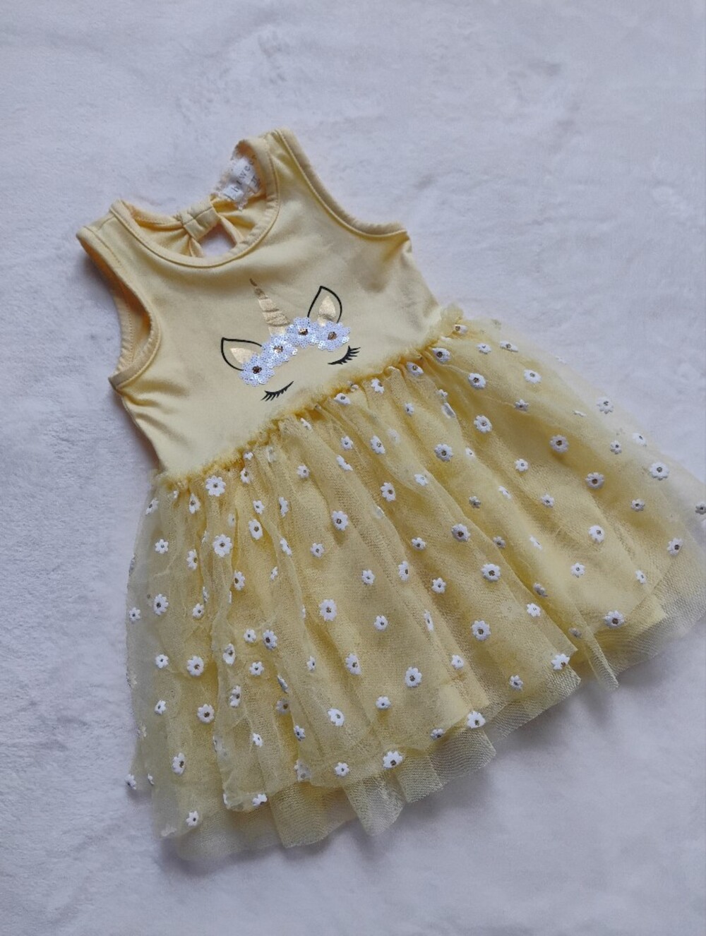 Super Cute Yellow Unicorn Floral Tulle Tank Dress | 3T